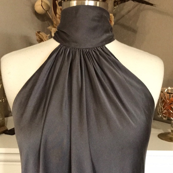 Ramy Brook Paige High Neck Gray Silk Halter Top - Picture 5 of 8